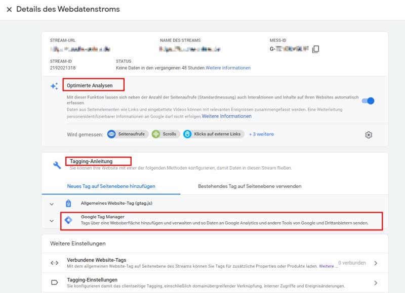 Details im Datenstream mit optimierten Analysen