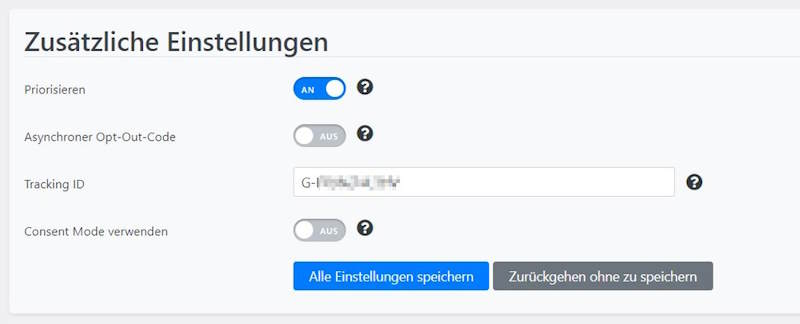 Die Tracking Id ist die Mess-Id, die du in Borlabs eintragen musst.